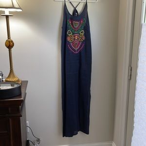 Navy linen tank dress